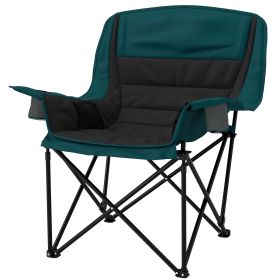 Outsunny Padded Camping Chair for Adults, Portable Folding Camping Chair with Side Pockets, Cup Holders, Carry Bag (Color: Black)