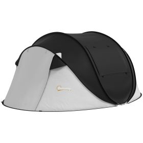 Outsunny Pop Up Tent with Porch and Carry Bag, 3000mm Waterproof, for 2-3 People Camping Hiking (Color: Black)