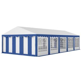 Outsunny 16.5' x 33' Large Party Tent, Heavy Duty Outdoor Canopy Tent with Removable Sidewalls, 10 Windows (Color: Blue)