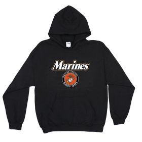 PULLOVER/HOODED BLK S/SHIRT- MARINE LOGO (Option: Marine Logo L)