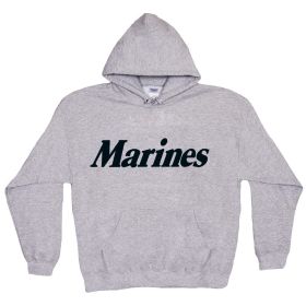PULLOVER/HOODED GREY S/SHIRT- MARINES (Option: Marines L)