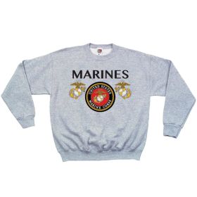 MARINES SEAL CREWNECK SWEATSHIRT GREY (Option: L)