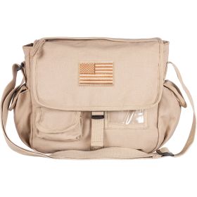 RETRO MESSENGER BAG W/PEACE EMBLEM (Option: Khaki)