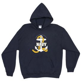 MEN'S HOODED S/SHIRT- NAVY/NAVY LOGO (Option: Navy/Navy Logo L)