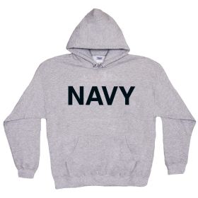 PULLOVER/HOODED GREY S/SHIRT- NAVY (Option: Navy L)